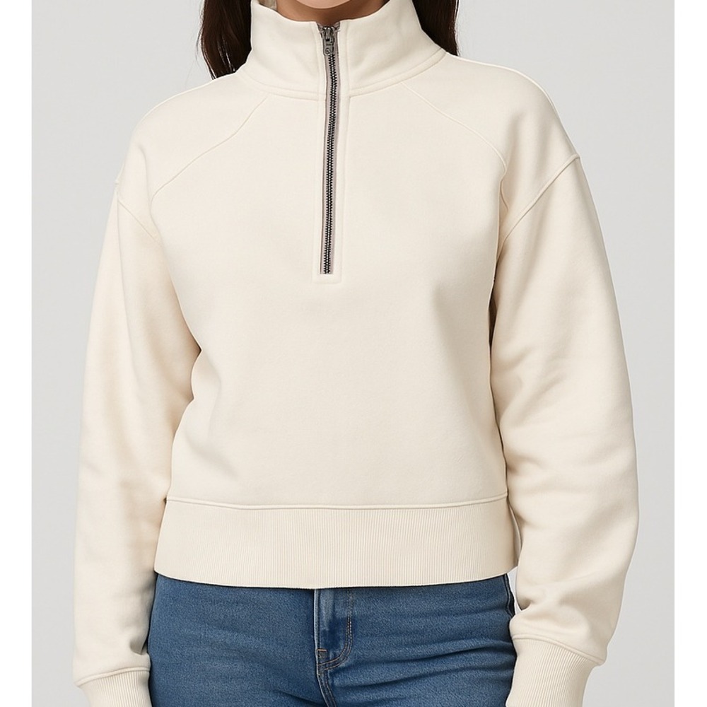 All in Motion Womens Cream Core Fleece‎ 1/2 Zip Pullover Sweatshirt 1X